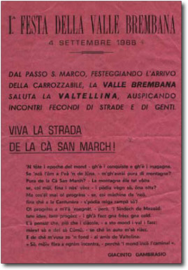 Settembre 1966 giornata storica per la Valle Brembana
