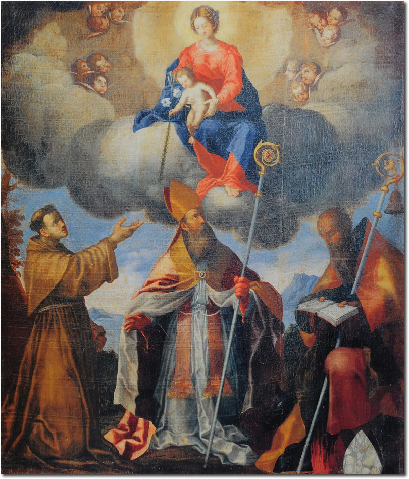 Madonna in gloria, SantAntonio di Padova e SantAntonio abate e un Vescovo