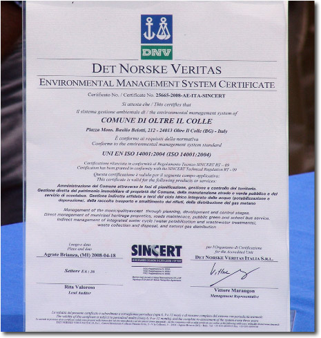 Il Certificato ISO 14001 Cattedrale verde Oltre il Colle